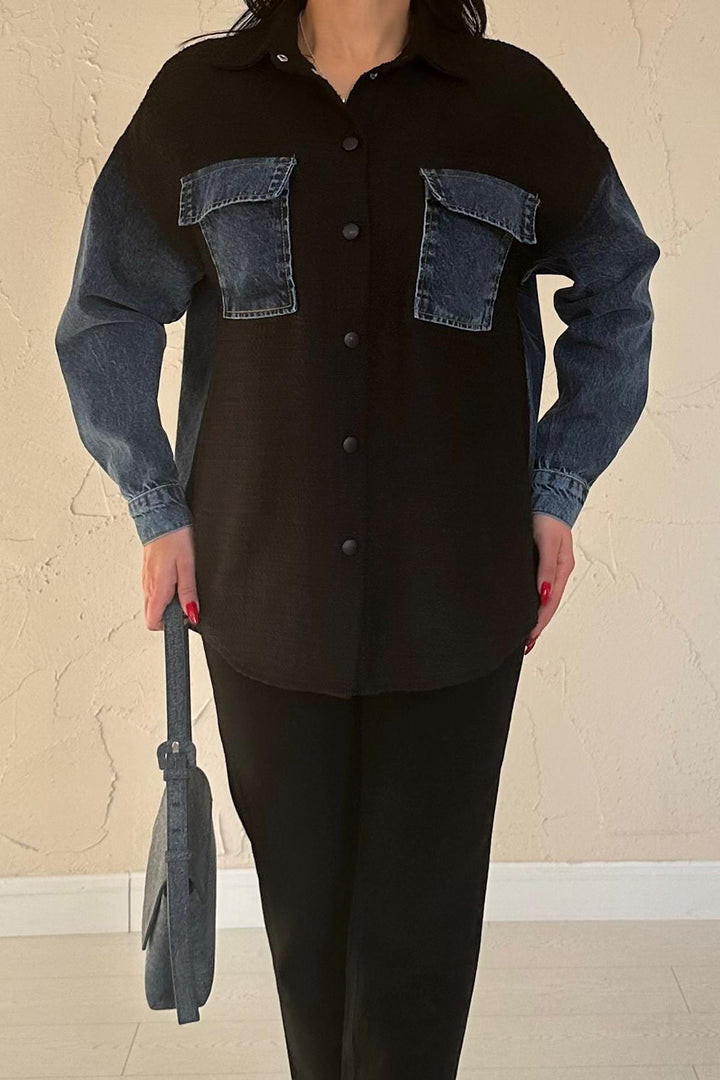 ELS Wholesale Black Denim Jacket with Garnish - Burlington