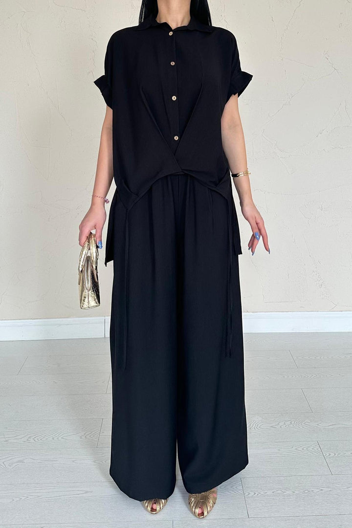 ELS Wholesale Black Front Pleated Double Linen Suit - Rio Rancho