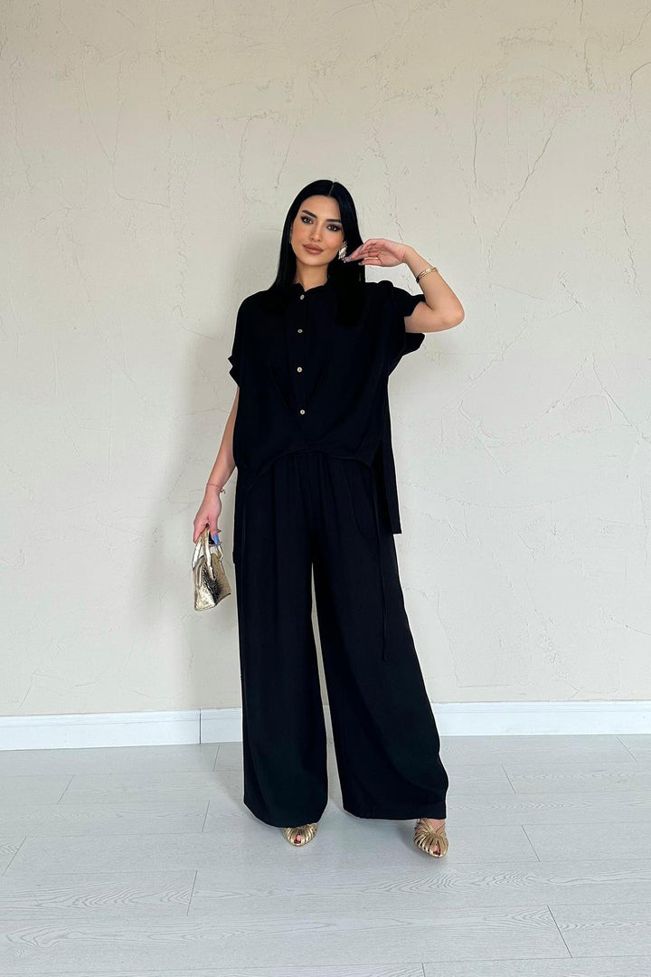 ELS Wholesale Black Front Pleated Double Linen Suit - Rio Rancho