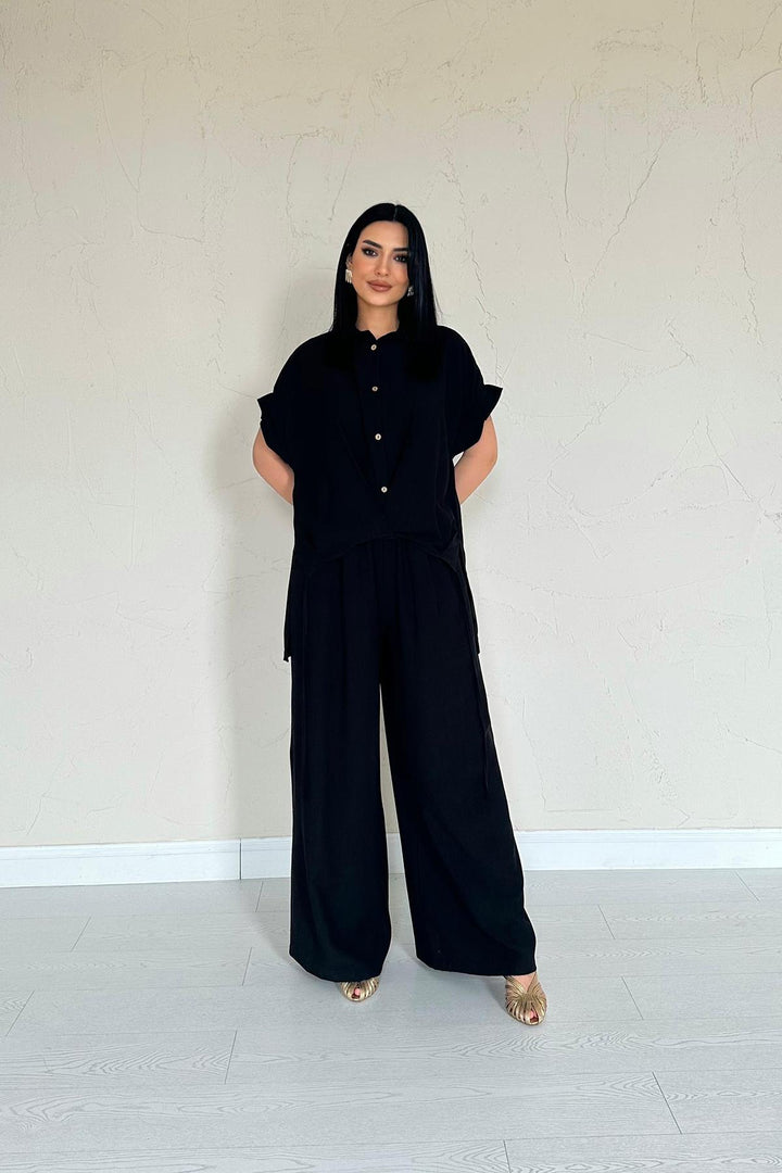 ELS Wholesale Black Front Pleated Double Linen Suit - Rio Rancho
