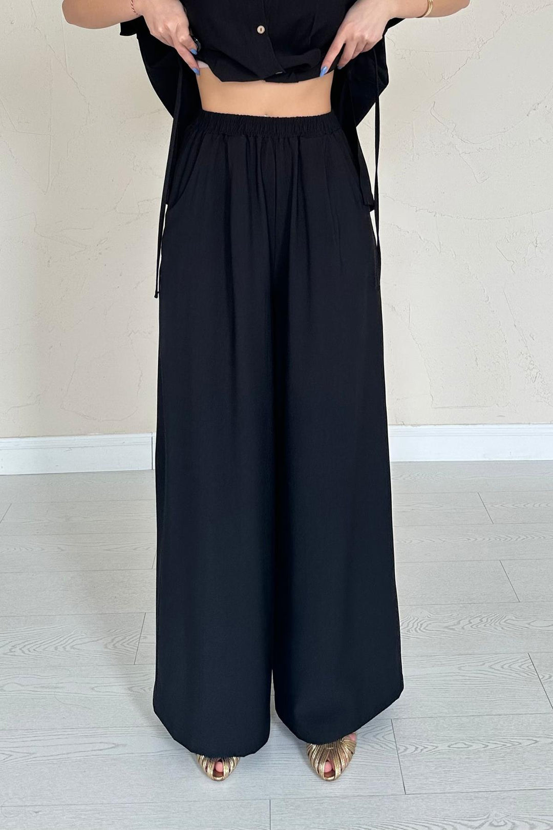 ELS Wholesale Black Front Pleated Double Linen Suit - Rio Rancho
