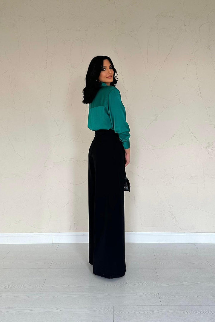 ELS Toptan Siyah Pileli Comfort Pantolon - Kansas City