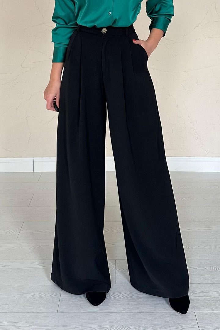 ELS Toptan Siyah Pileli Comfort Pantolon - Kansas City