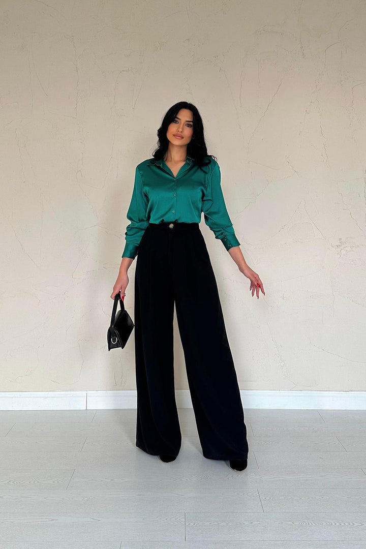 ELS Toptan Siyah Pileli Comfort Pantolon - Kansas City