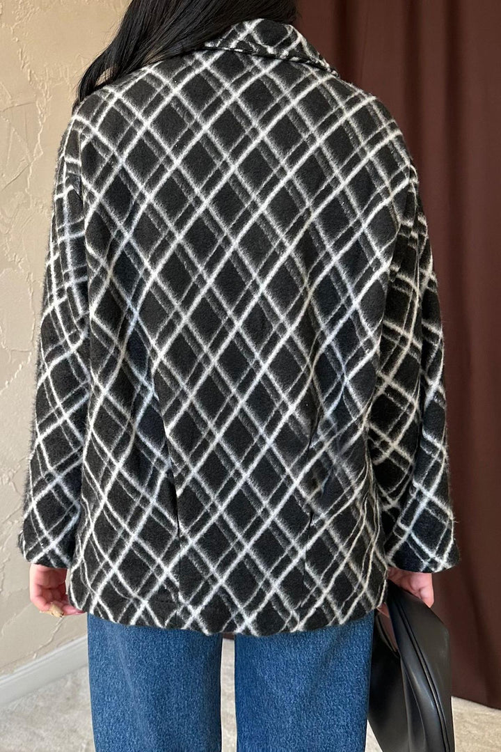 ELS Wholesale Black Fleece Baklava Plaid Jacket - Massa