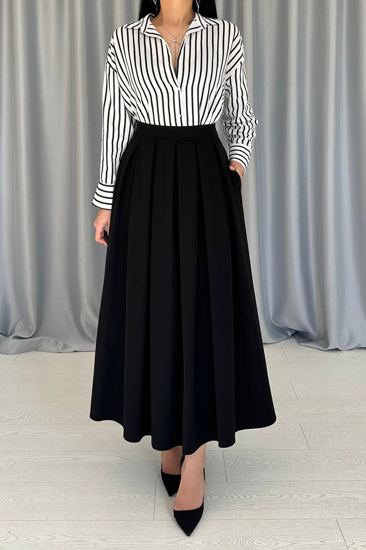 ELS Wholesale Black Long Pleated Skirt - Kramatorsk