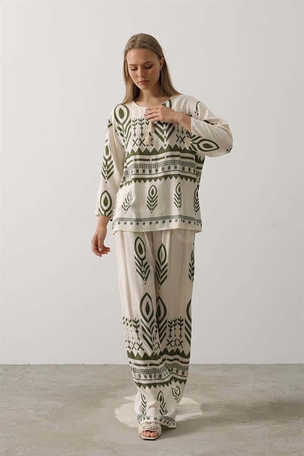 RYN Printed Tassel Detailed Set - Green - Matías Romero