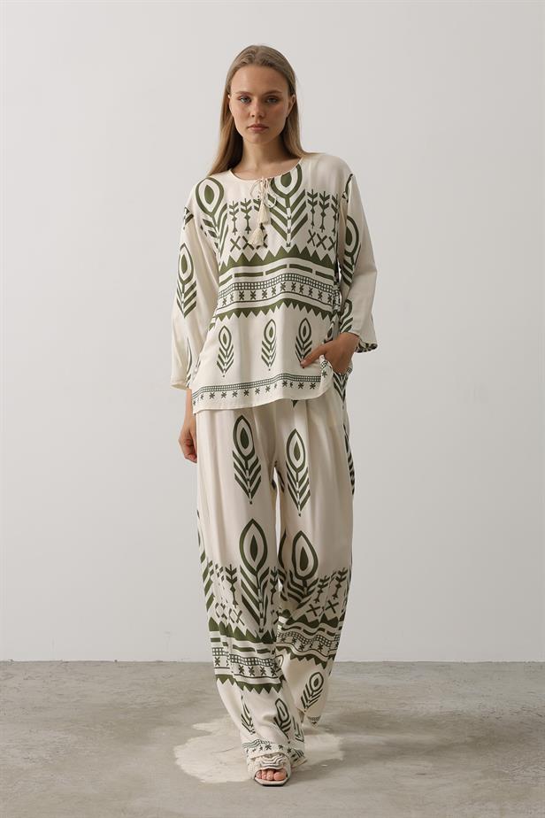 RYN Printed Tassel Detailed Set - Green - Matías Romero