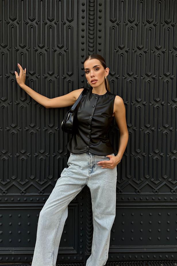 RYN Leather Vest - Black - Penn Hills