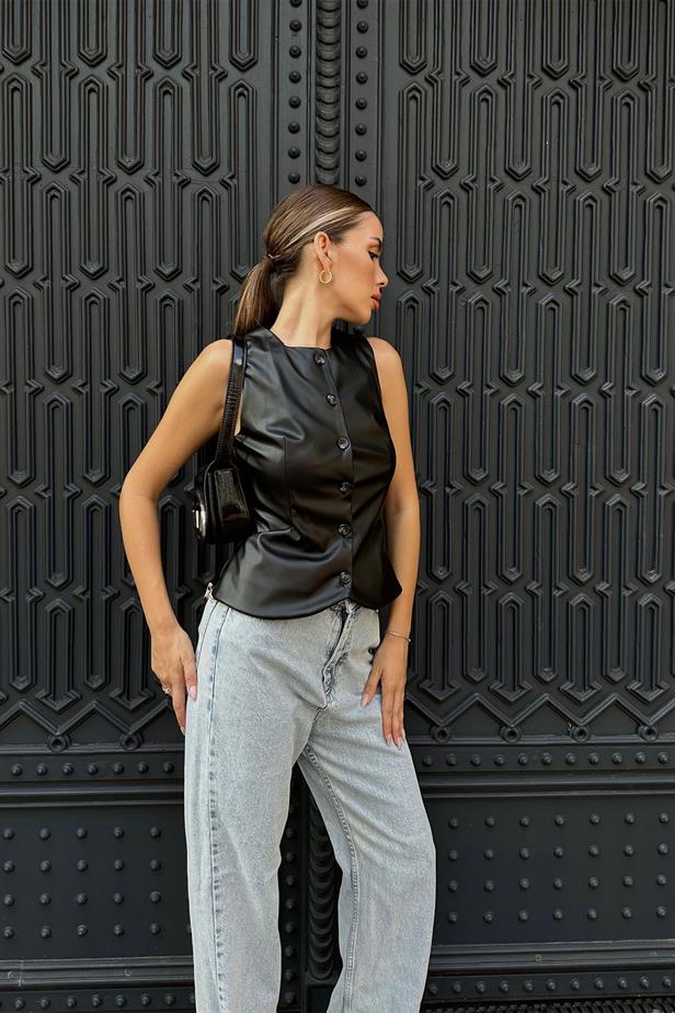 RYN Leather Vest - Black - Penn Hills