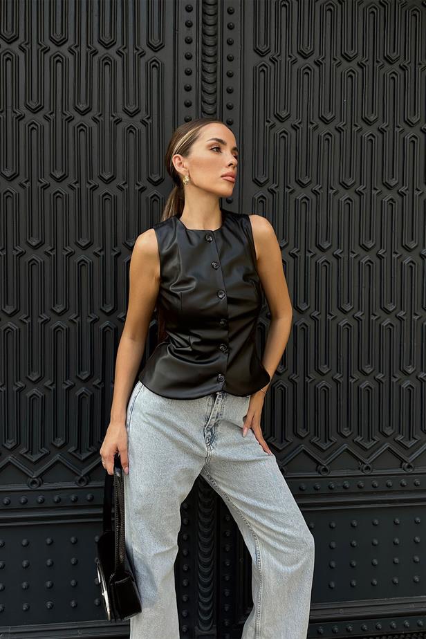 RYN Leather Vest - Black - Penn Hills