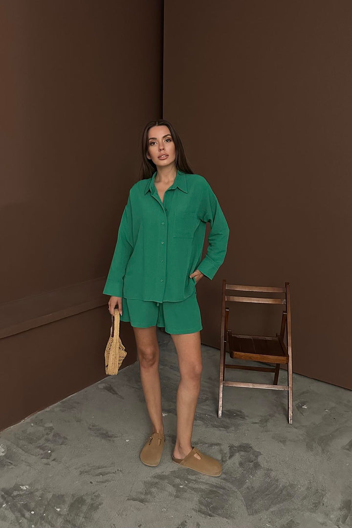 ELS Wholesale Green Alaçatı Linen Set - Estepona