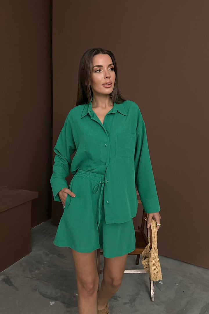 ELS Wholesale Green Alaçatı Linen Set - Estepona