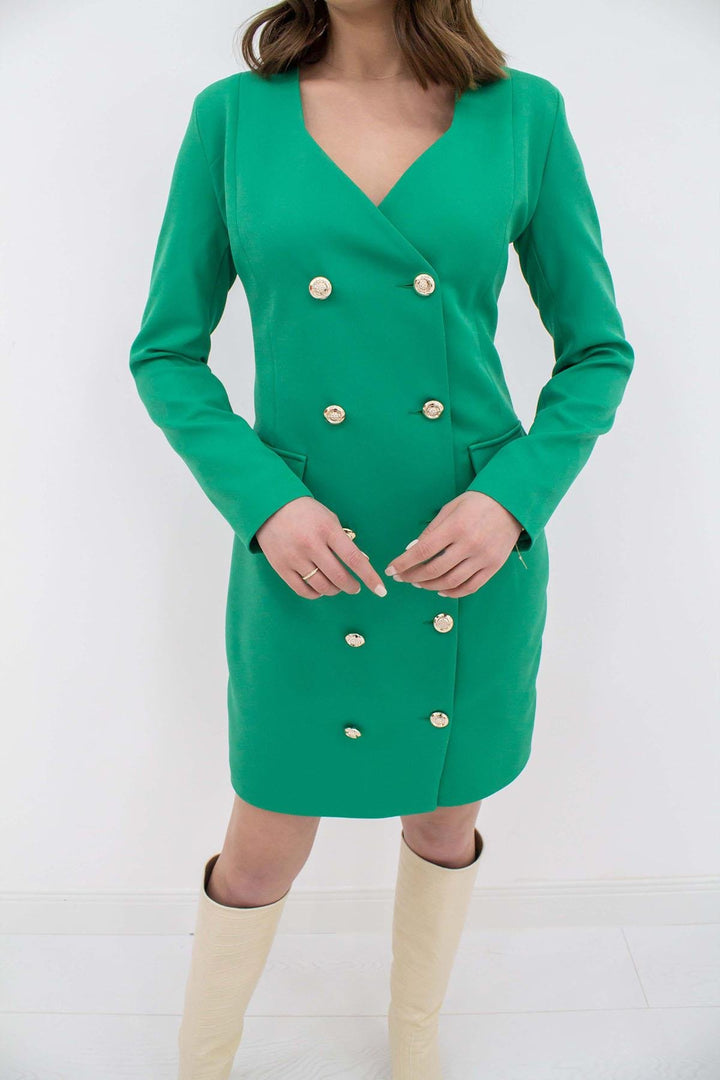 ELS Wholesale Green Gold Buttoned Jacket Dress - Coatzacoalcos