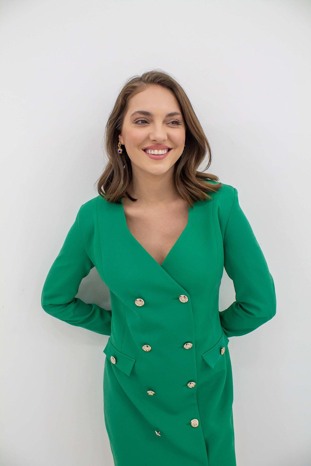 ELS Wholesale Green Gold Buttoned Jacket Dress - Coatzacoalcos