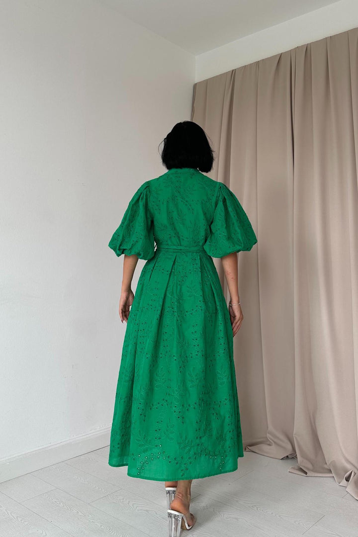 ELS Wholesale Green Pleated Balcony Dress - Bridgewater