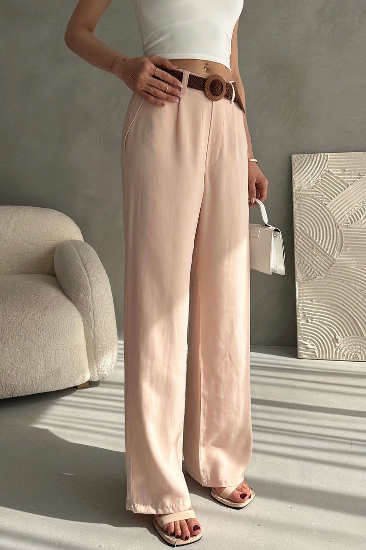 Dusty Pink High Waisted Linen Trousers BCDF-241103 - Saint-Jean-sur-Richelieu