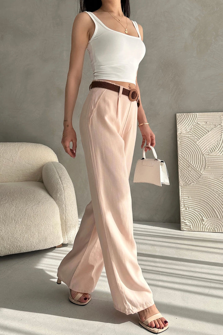 Dusty Pink High Waisted Linen Trousers BCDF-241103 - Saint-Jean-sur-Richelieu