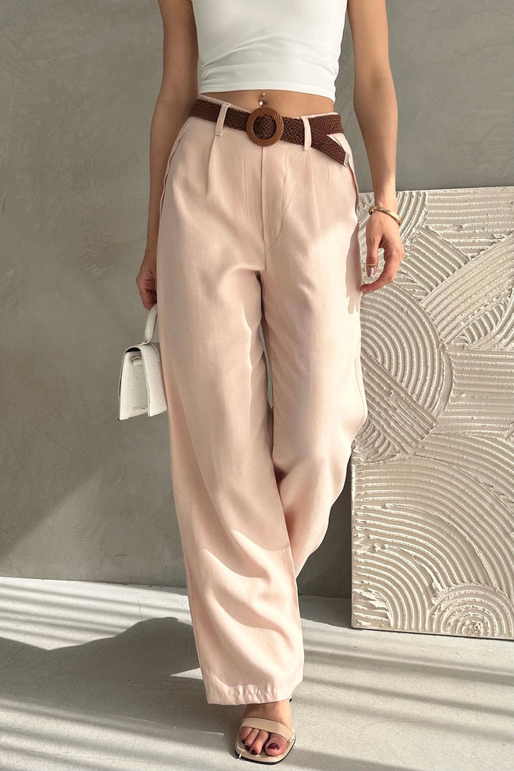 Dusty Pink High Waisted Linen Trousers BCDF-241103 - Saint-Jean-sur-Richelieu