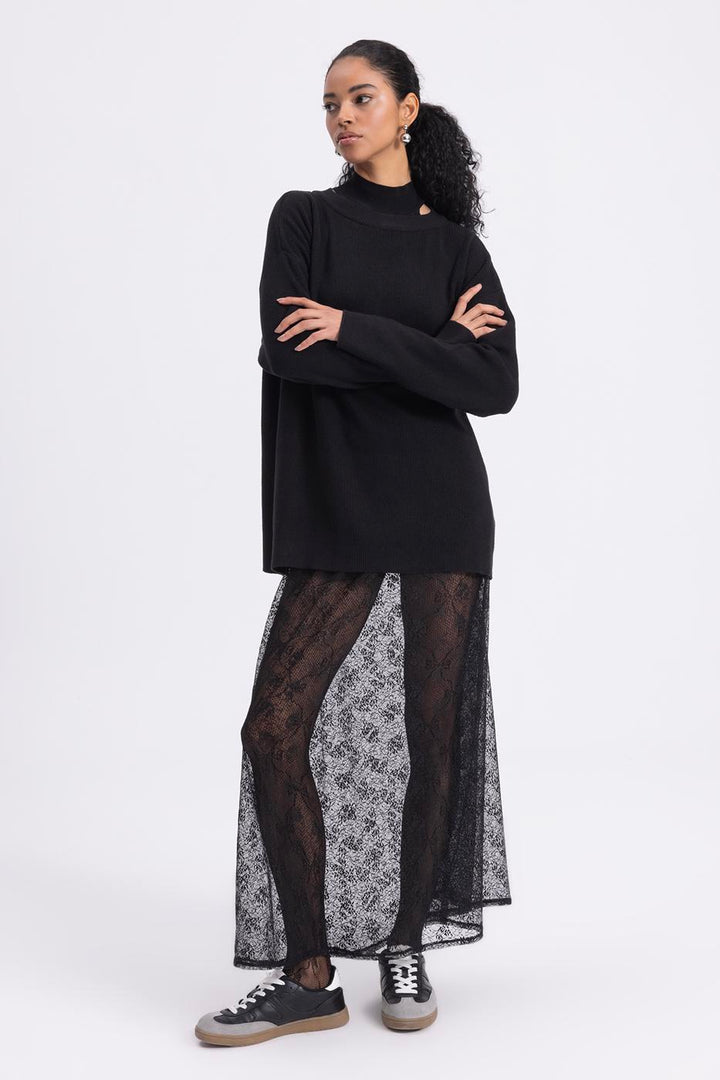 BSL Women Transparent Lace Midi Skirt - Evesham