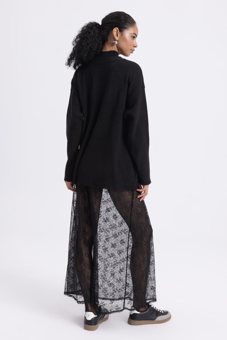 BSL Women Transparent Lace Midi Skirt - Evesham