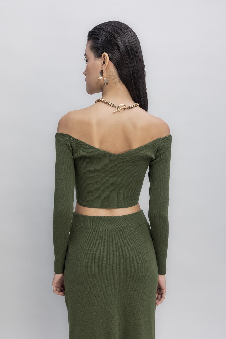 BSL Women Knit Carmen Neck Crop Top - Barnsley