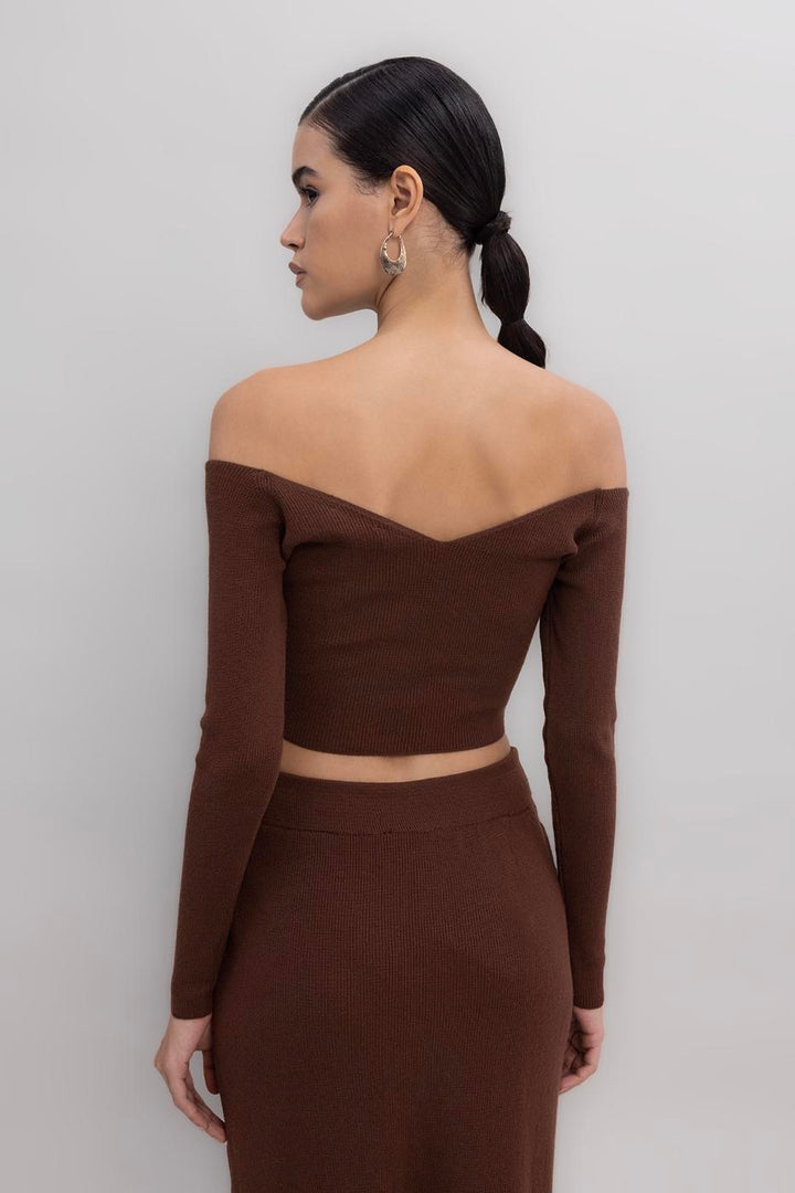 BSL Women Knit Carmen Neck Crop Top - Saarlouis