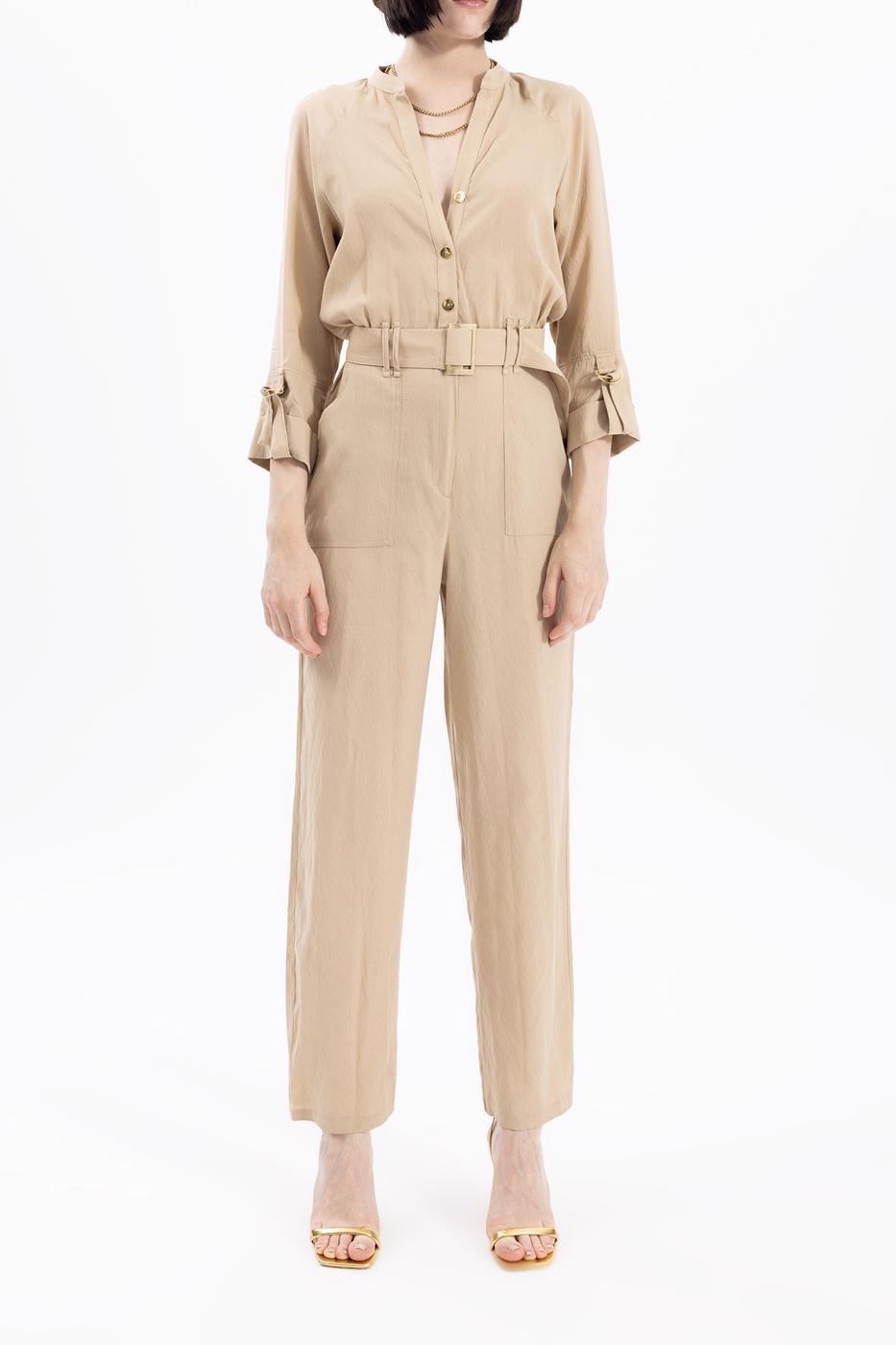 BSL Women Three Quarter Sleeve Belted Jumpsuit - Tallaght