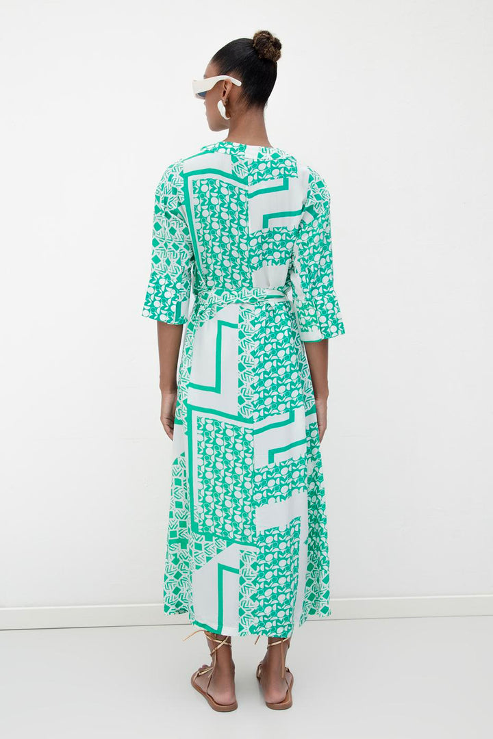 BSL Women Three Quarter Sleeve Midi Patterned Dress - Sittard