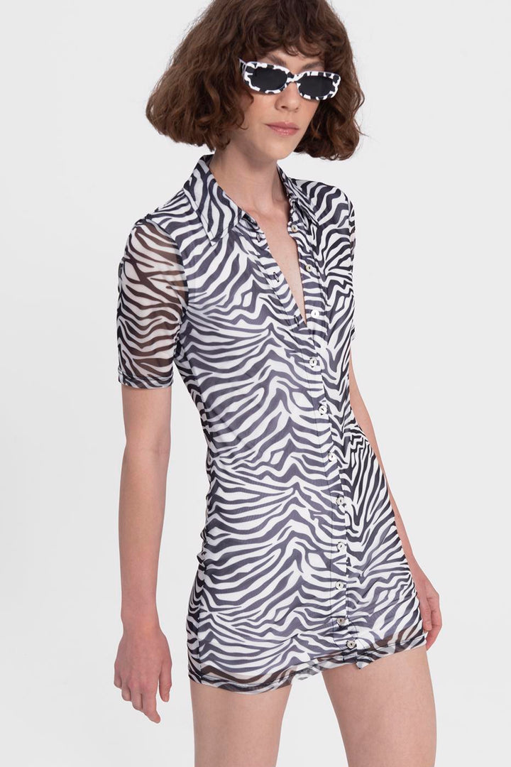 BSL Women Sheer Mini Shirt Dress - Centennial
