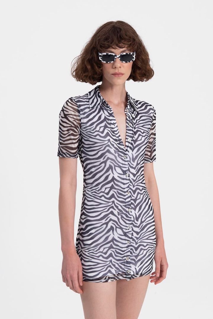 BSL Women Sheer Mini Shirt Dress - Centennial