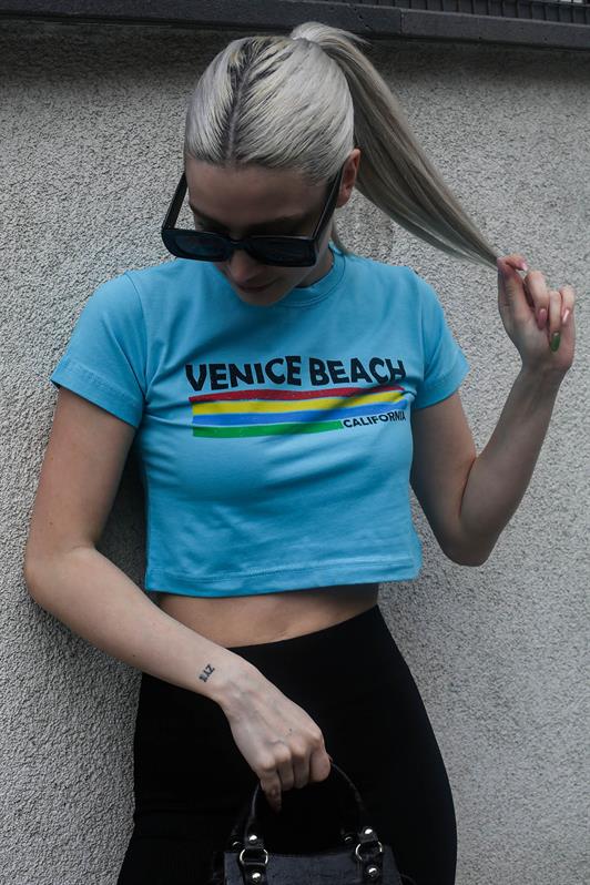 MDX Turquoise Printed Crop T-shirt MG1535 - Gisborne