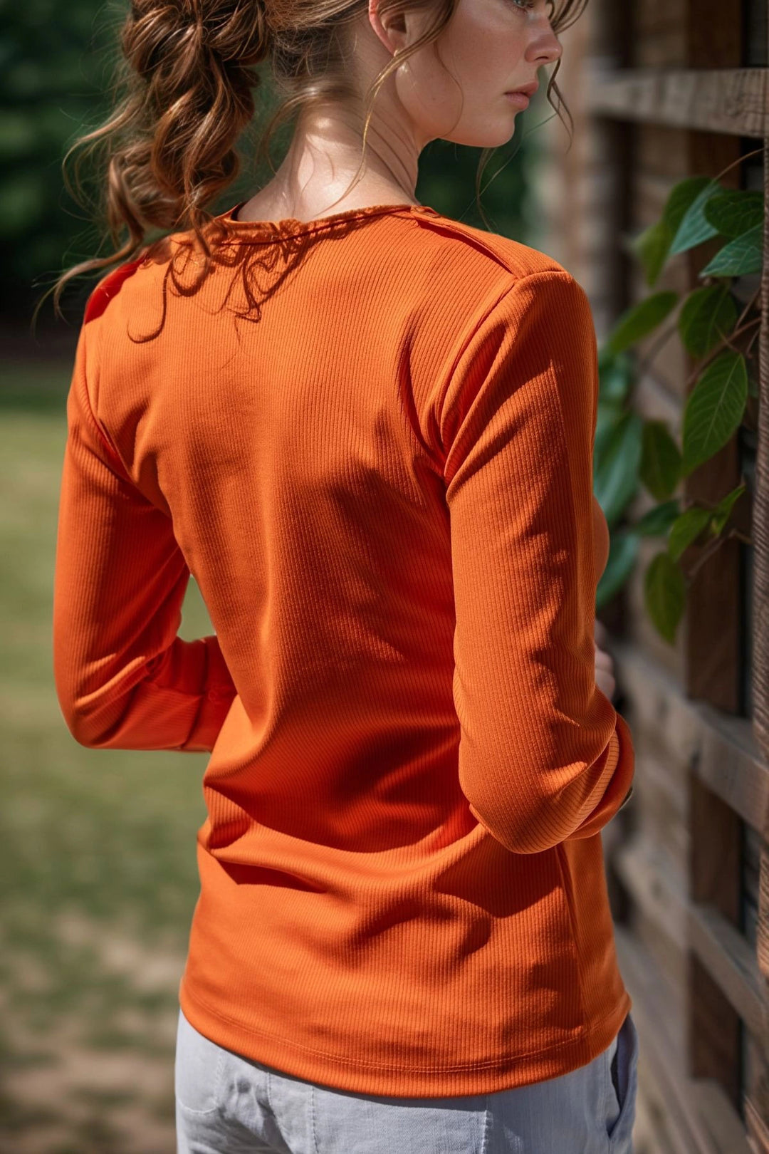 Half-buttoned shirt with orange epaulettes BCBSK-25700-3283 - Ixhuatlán de Madero