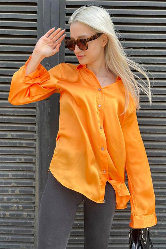MDX Orange Basic Women's Satin Shirt MG1326 - Olympia