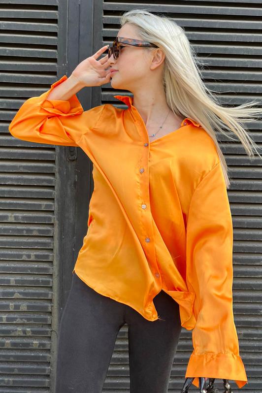 MDX Orange Basic Women's Satin Shirt MG1326 - Olympia