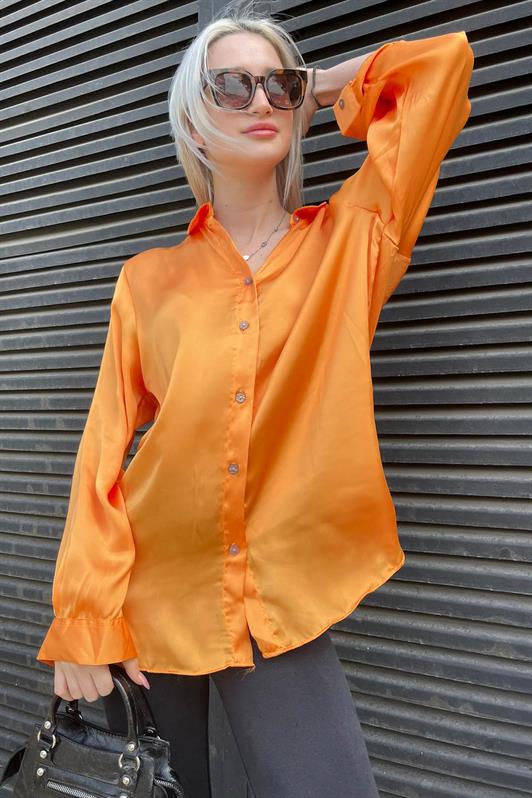 MDX Orange Basic Women's Satin Shirt MG1326 - Olympia