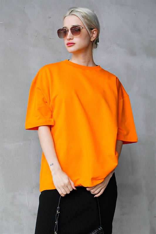 MDX Orange Bicycle Collar Basic Oversize T-shirt MG1687 - Hollywood