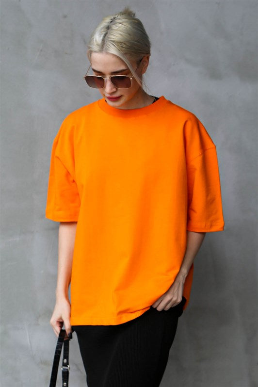 MDX Orange Bicycle Collar Basic Oversize T-shirt MG1687 - Hollywood