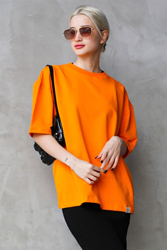 MDX Orange Bicycle Collar Basic Oversize T-shirt MG1687 - Hollywood