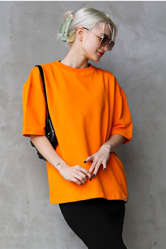 MDX Orange Bicycle Collar Basic Oversize T-shirt MG1687 - Hollywood