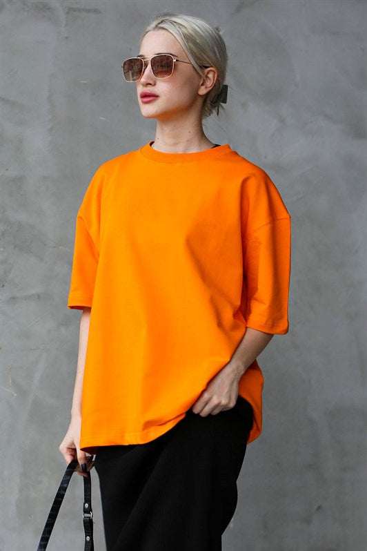 MDX Orange Bicycle Collar Basic Oversize T-shirt MG1687 - Hollywood
