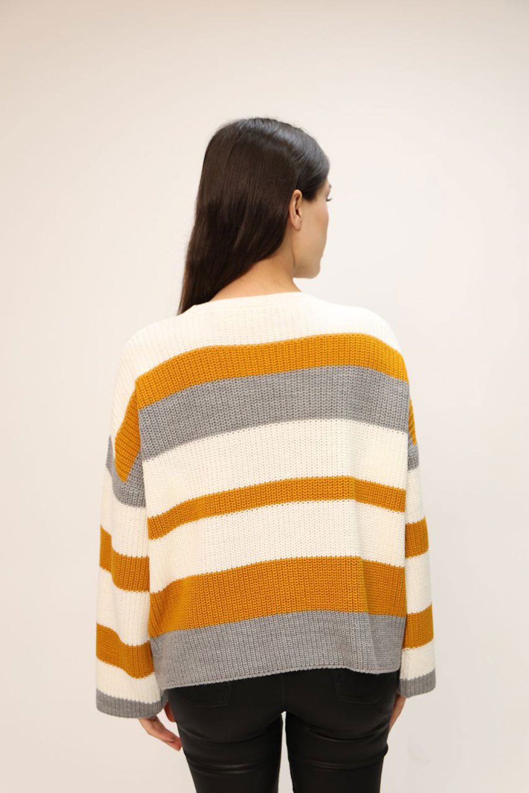 Orange Bicycle Collar Striped Patterned Sweater BCES-252006 - Port Macquarie