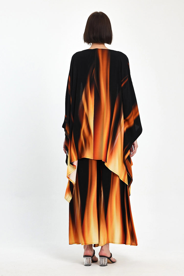 Maxi Boy Orange Gradient Patterned Pants and Kimono Woven Top Set BCVL-24975 - Martigues