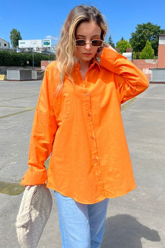 MDX Orange Oversize Basic Pocket Poplin Shirt MG1530 - Indian Trail