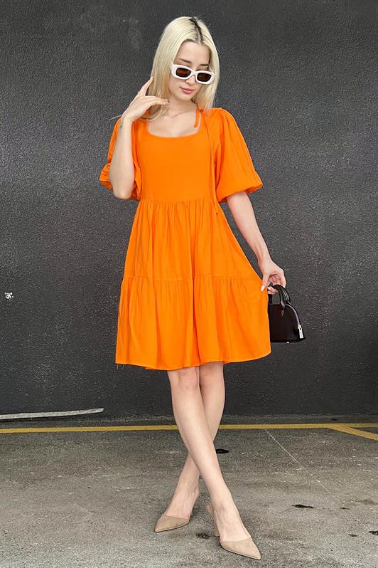 MDX Orange Backless Basic Short Dress - Galeana