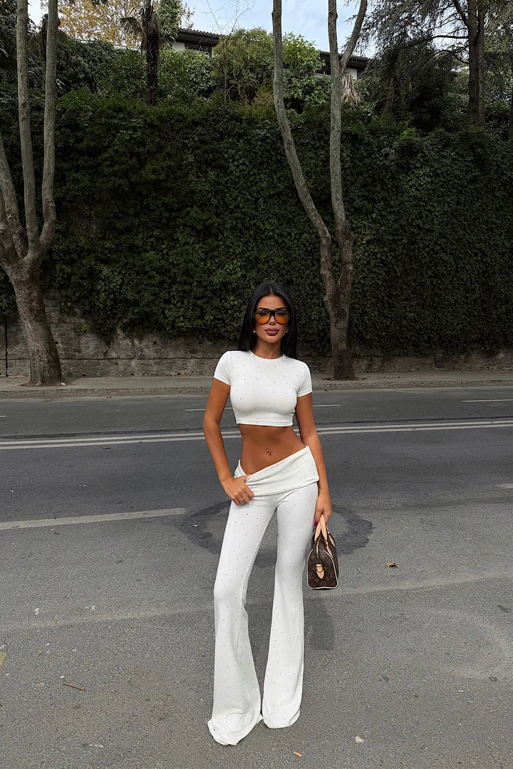 EYY Women Two-Piece Set with White Stone Details - Kingston upon Hull