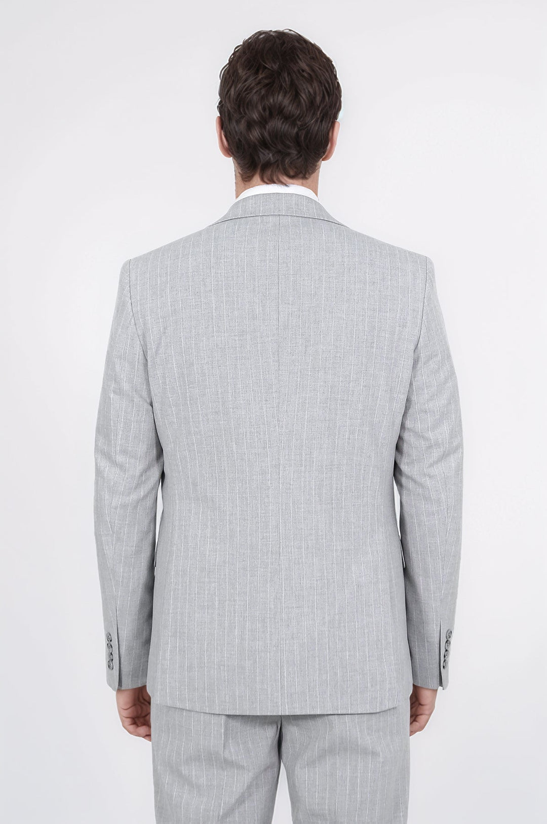 WSS Pinstripe Single Button Vested Light Grey Men's Suit –  - El Puerto de Santa María