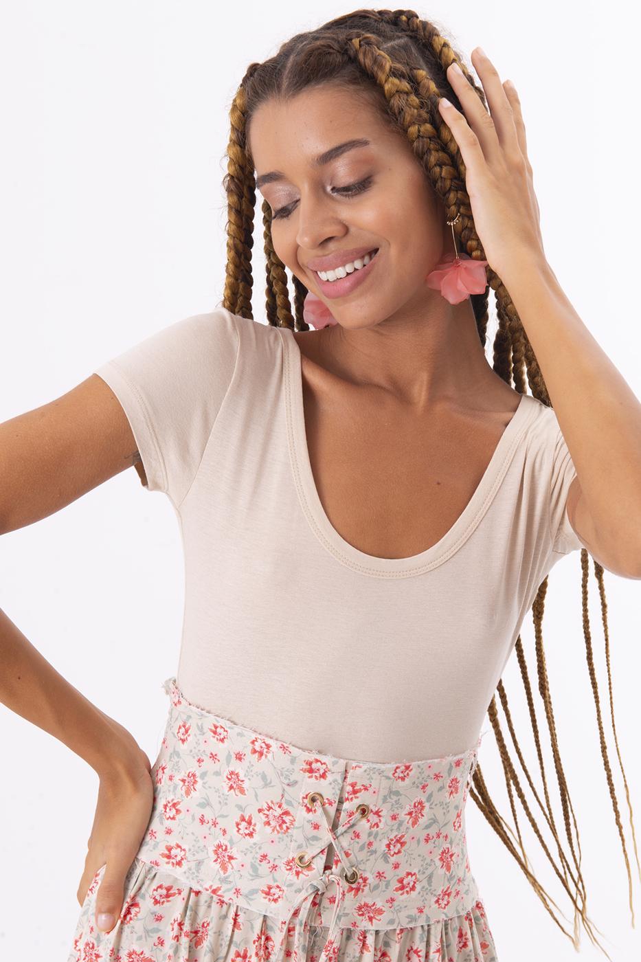 BSL Women U Neck Short Sleeve Top - Minden