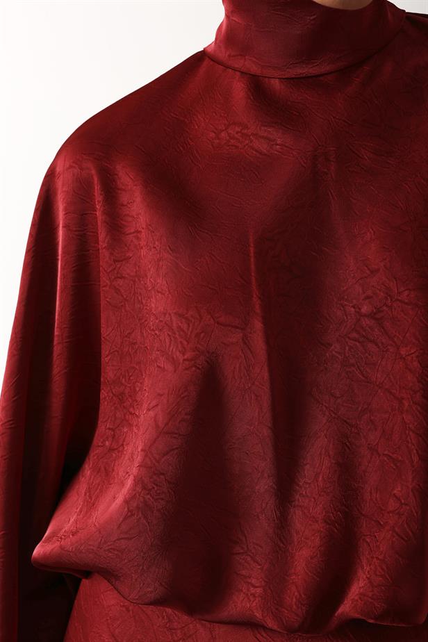 RYN BACK TIED LONG SATIN DRESS - Burgundy - Guildford