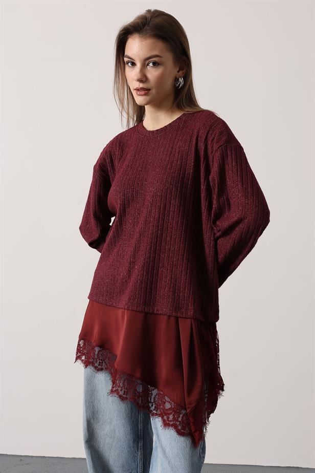 RYN ASYMMETRIC LACE BLOUSE - Purple - Toretsk